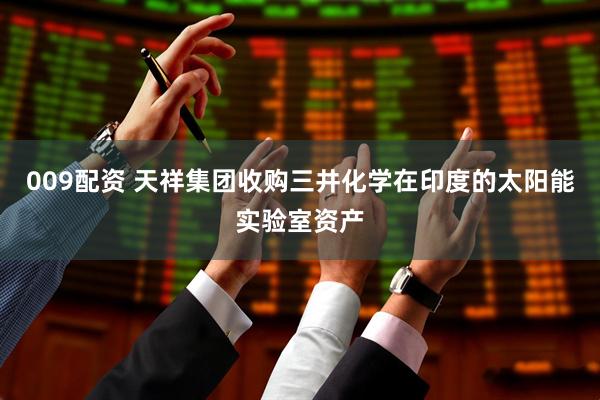 009配资 天祥集团收购三井化学在印度的太阳能实验室资产