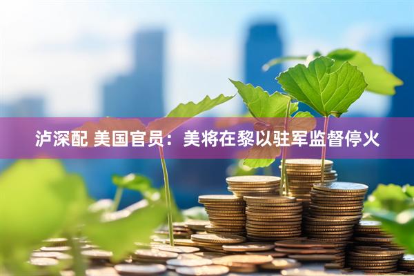 泸深配 美国官员：美将在黎以驻军监督停火