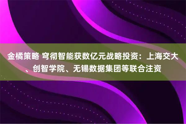 金橘策略 穹彻智能获数亿元战略投资：上海交大、创智学院、无锡数据集团等联合注资