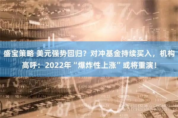 盛宝策略 美元强势回归？对冲基金持续买入，机构高呼：2022年“爆炸性上涨”或将重演！