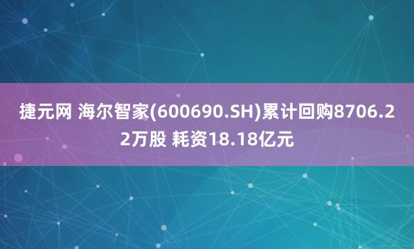 捷元网 海尔智家(600690.SH)累计回购8706.22万股 耗资18.18亿元